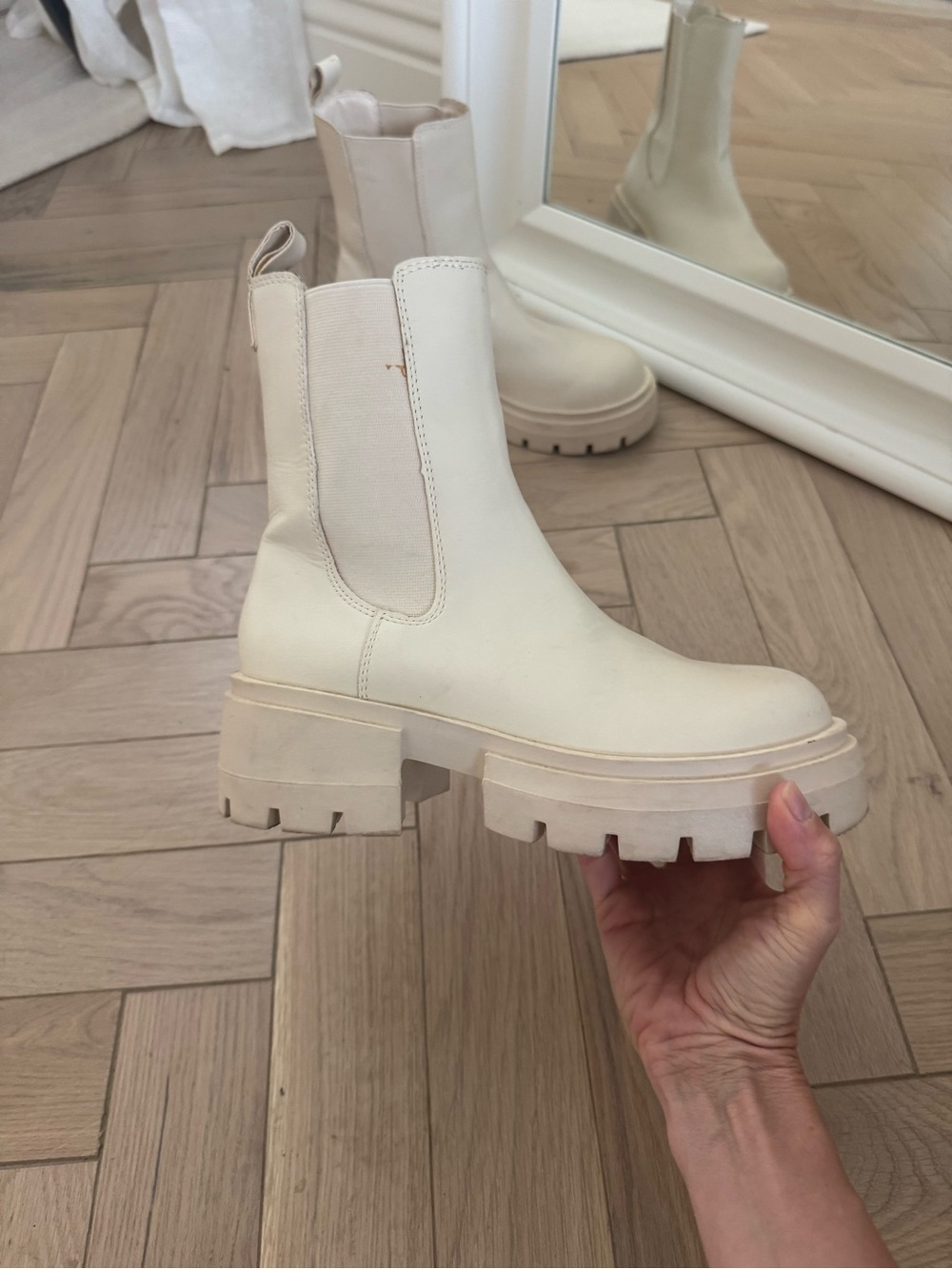 Forever 21 Cream Platform Combat Boots